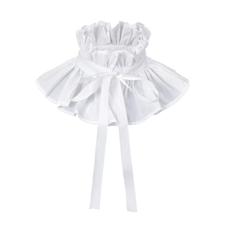 

Sophisticated Ruffle Detachable False Collar with Bows Tie Elegant Pleated Neck Ruff Shawl for Wedding Prom Parties