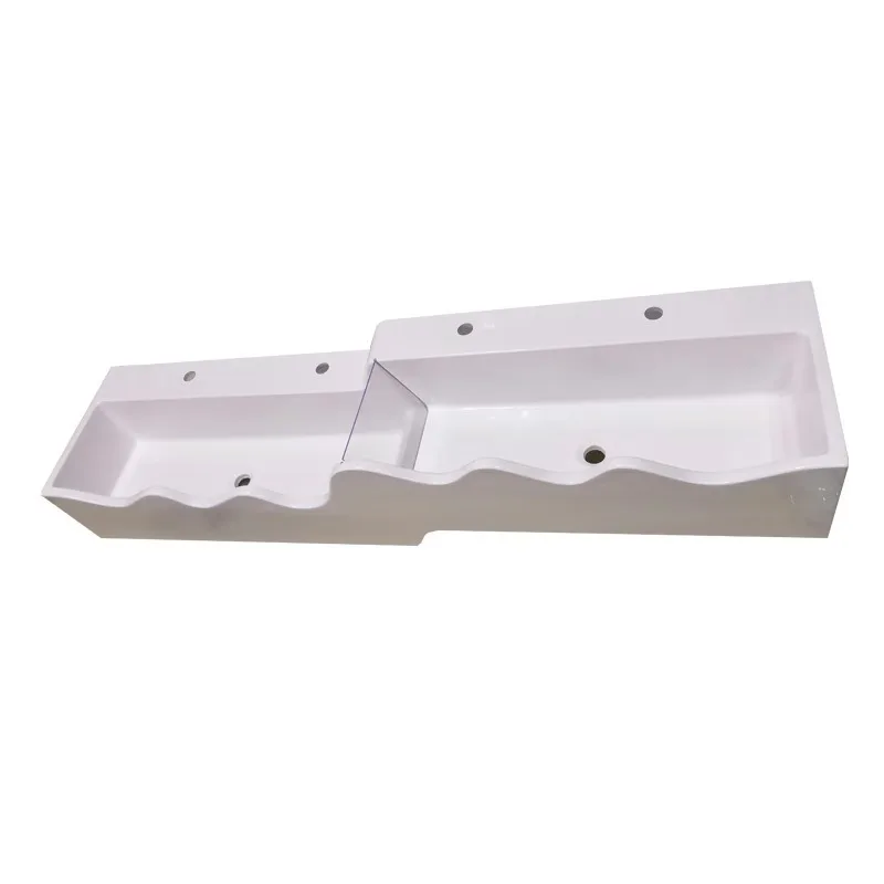 

Acrylic artificial stone washbasin custom kindergarten children's long pool integrated floor washbasin
