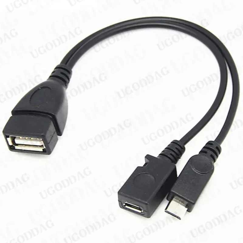 20cm 2 in 1 Micro USB Host Power Y Splitter USB 2.0 Port Terminal Adapter OTG Cable For Fire Tv 3 Or 2nd Gen Fire Stick