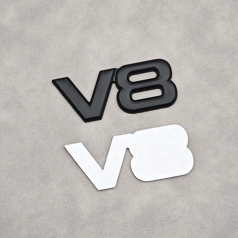 ثلاثية الأبعاد معدن كروم أسود V8 لاصق الشعار درابزين الجانب شعار السيارات الخلفي الجذع شارة لسيارة دراجة نارية SUV الملحقات