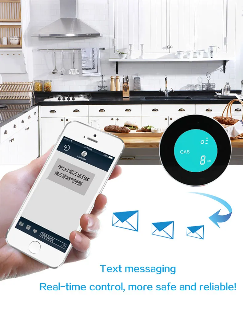 Pgst-digital lcd sensor de gás sem fio, detector de vazamento de gás natural, casa e cozinha, alarme inteligente