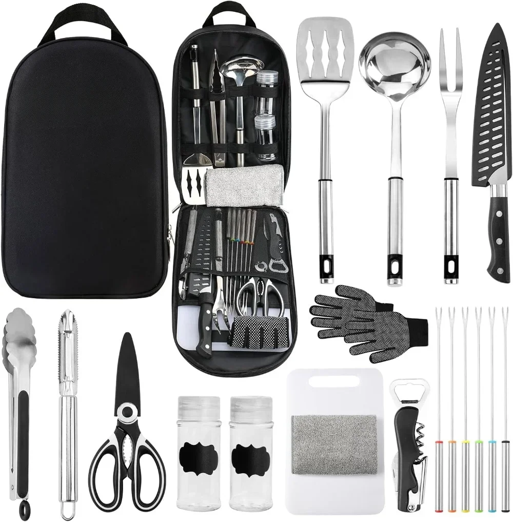 

Camping Cooking Utensils Set Bag Camping Tool Portable Storage Bag Suitable for Knife, Fork, Spoon, Chopping Board, Chef's Knife