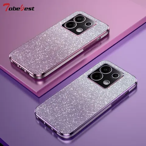 Shiny Glitter Plating Silicone Case for Xiaomi POCO X6 Pro 5G Camera Lens Soft Back Cover