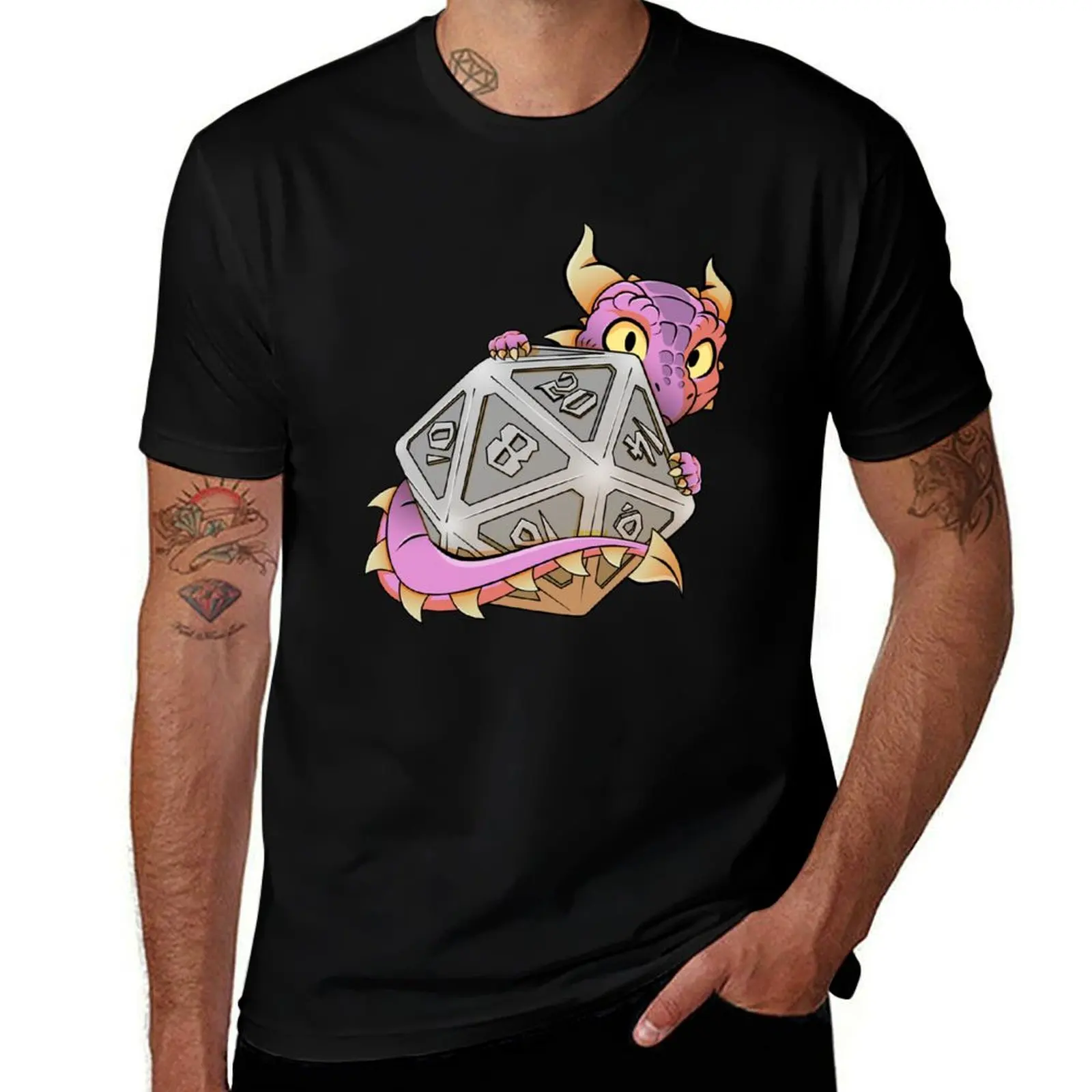 Dragon with a 20 die T-Shirt Casual Holiday Short Sleeve Tee T-Shirt