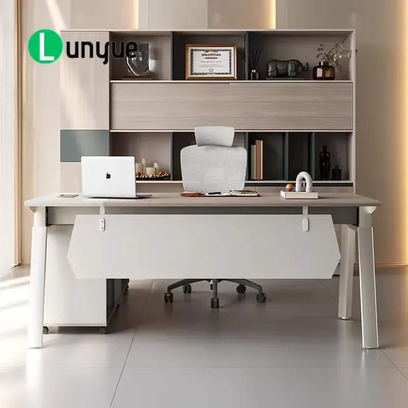 Modern L Shaped Administrative Desk 1.6m 1.8m Durable Wooden MDF Workstation for Managers Office Furniture Space Saving