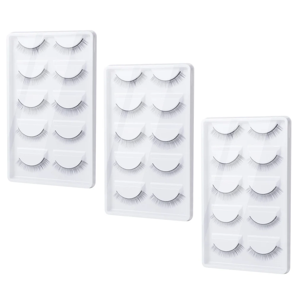 

3Sets Practice False Eyelashes Black White Long Dense Natural Look Curly Makeup Lashes for Wedding Party Daily Wear Salon Use