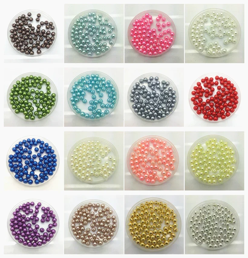 4/6/8/10mm Acrylic Pearl Round Spacer Loose Beads fashion Jewelry Accessory Garment 