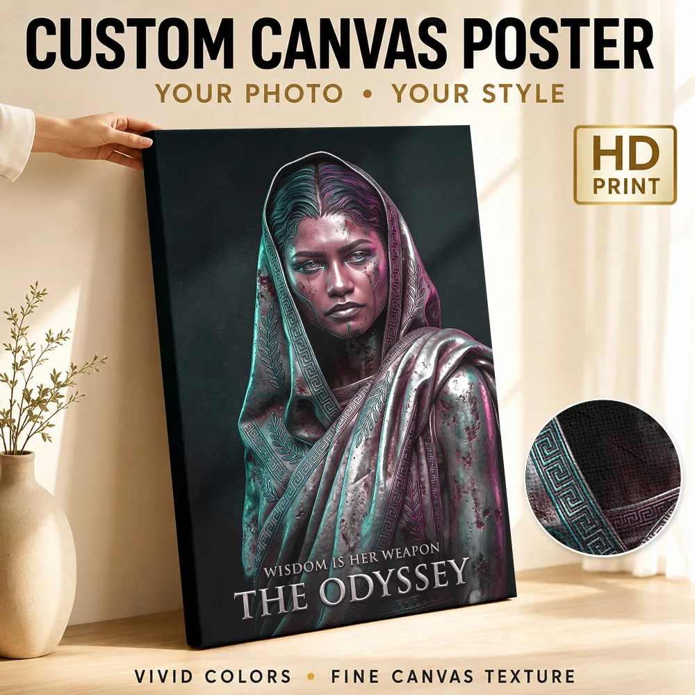 Zendaya As Athena The Odyssey Canvas Poster Personalized Photo Spiritual Mythology Wall Art for Study Room Decor Ready to Hang