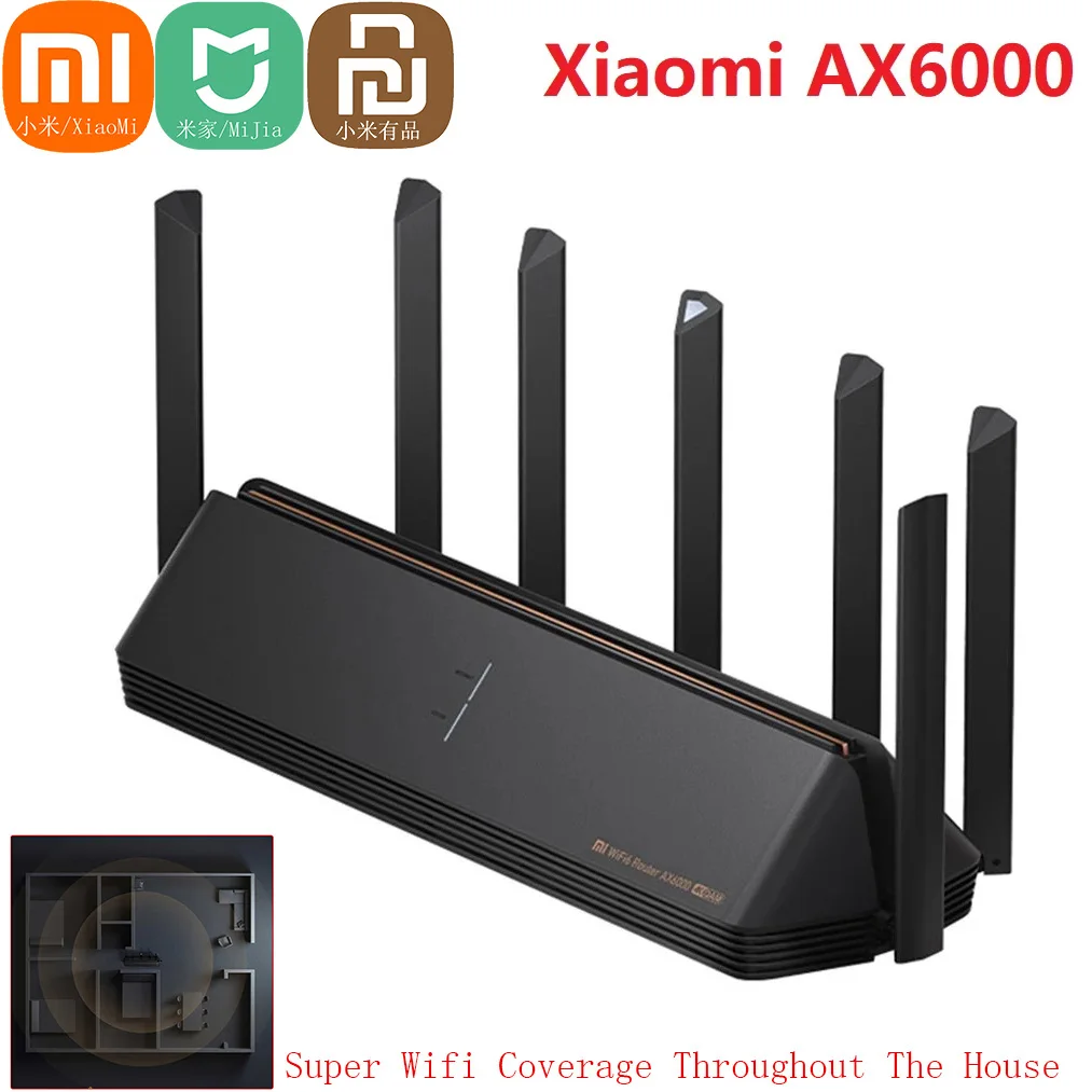 Xiaomi Router AloT Wifi6 AX6000 160MHZ 4K QAM 512MB Gigabit Vpn Office Home UseMesh Repeater External Signal Routers Networking