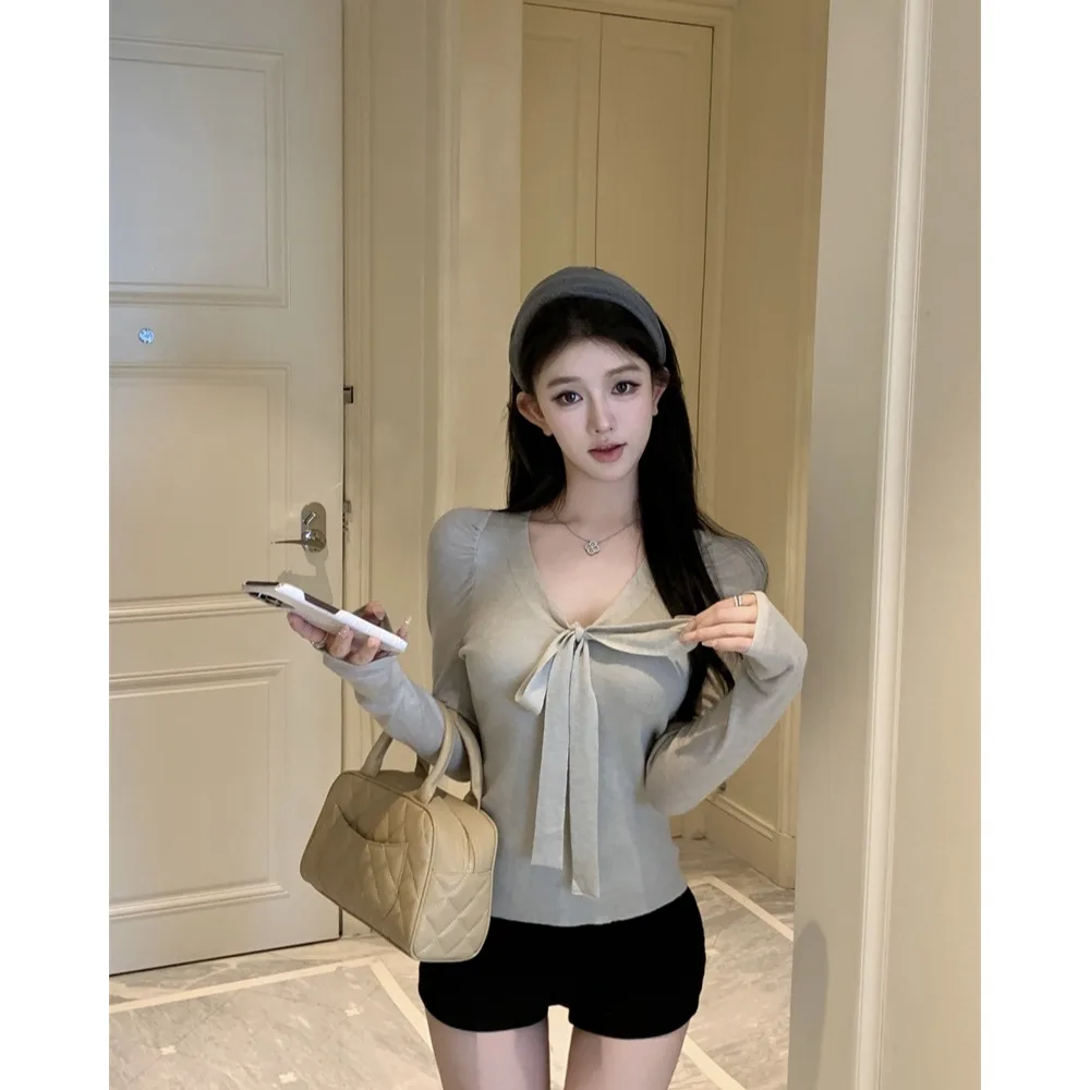 Ele تصميم اللون النقي الإحساس Sa Top 2025 خريف شتاء جديد Sle التخسيس الصغيرة ence المرأة Faion Princ St... #1