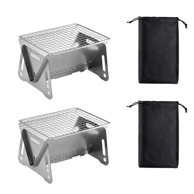 

【Best Selling】Portable Folding BBQ Grill Stainless Steel Wood-Burning Mini Charcoal Grill Outdoor Camping BBQ Equi