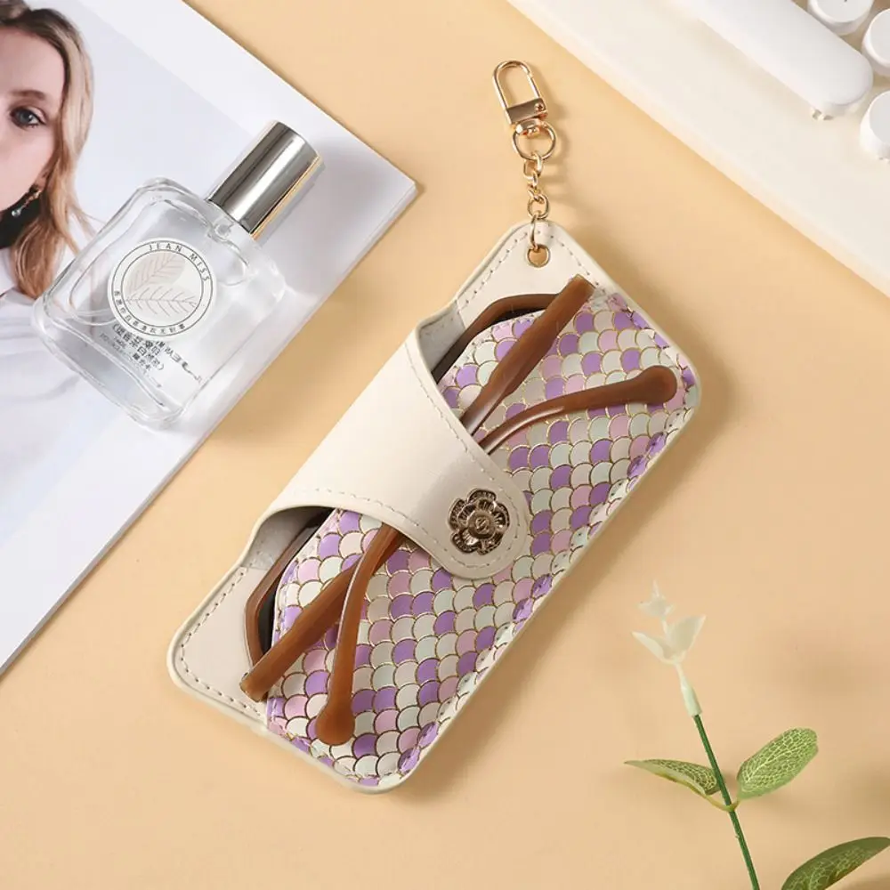 Mode Gläser Halter Sonnenbrille Fall mit Schlüsselbund Weiche Futter Brillen Lagerung Tasche Tragbare Schnalle Schutzhülle Mädchen
