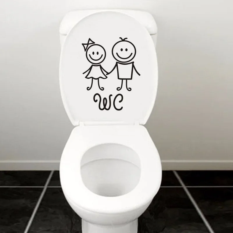 مضحك الحمام المرحاض ملصقات الاسلوب المناسب الفينيل ملصقات الباب #6