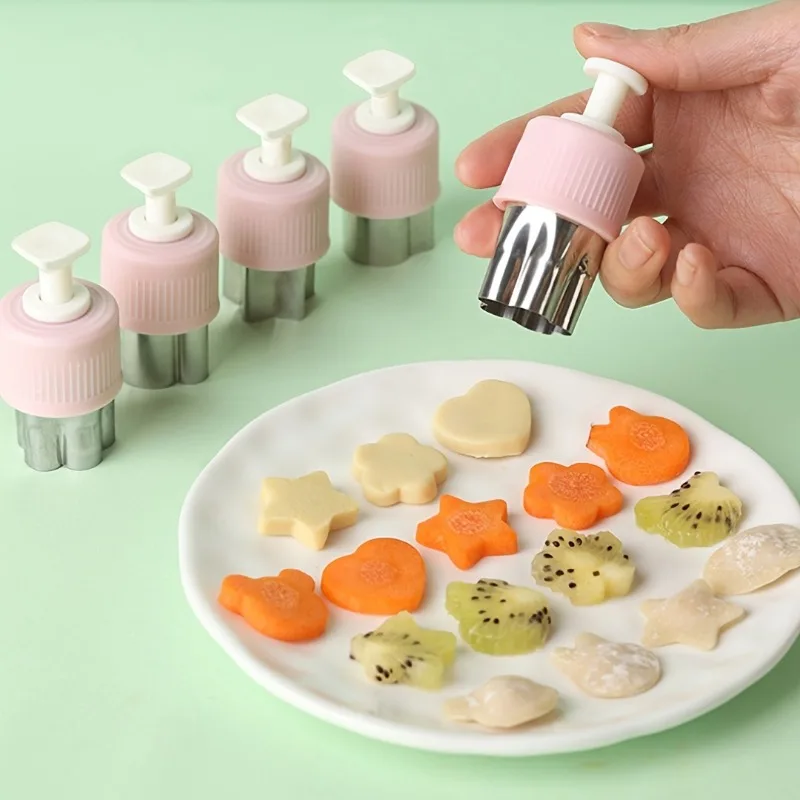 8pcs Pressable Fruit Cutter Food Cutter in Shapes Small Cookie Cutter Fruit Slicer Vegetable Shape Cutter Kitchen Accessories