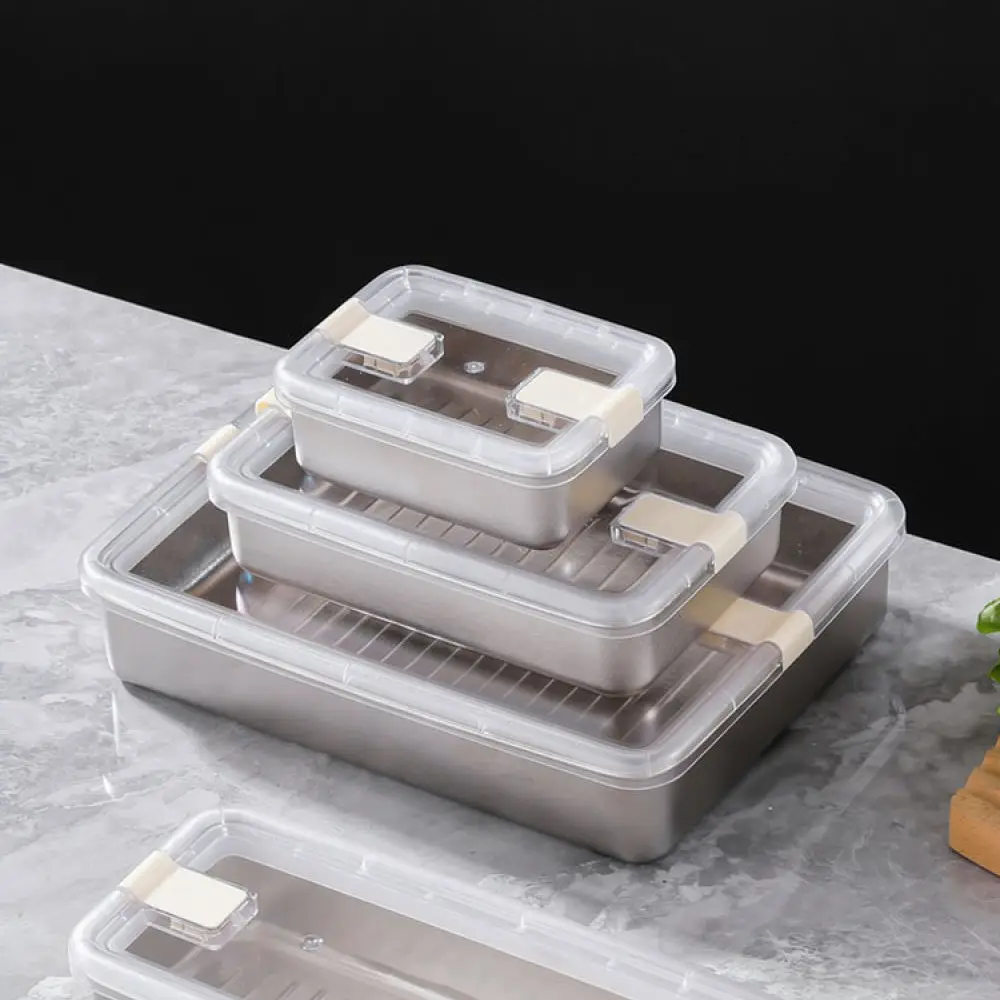 Rectangular Titanium Storage Box Airtight Food Container For Refrigerator Kitchen Fresh Keeping Organization Freezer Tray