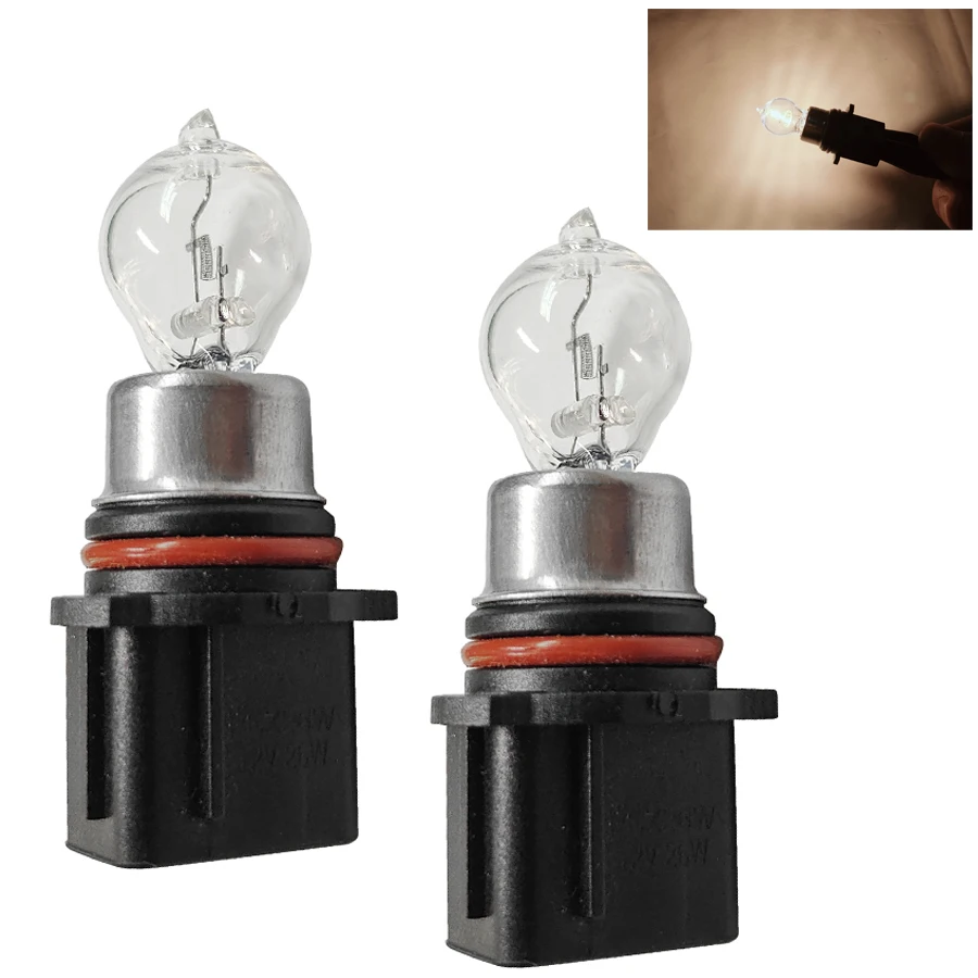 2Pcs Warm White PG18.5d-3 PSX26W Halogen Bulbs Suitable For Car Driving Lights DRL Front Fog Lamp 4300K Quartz Glass 12V/26W