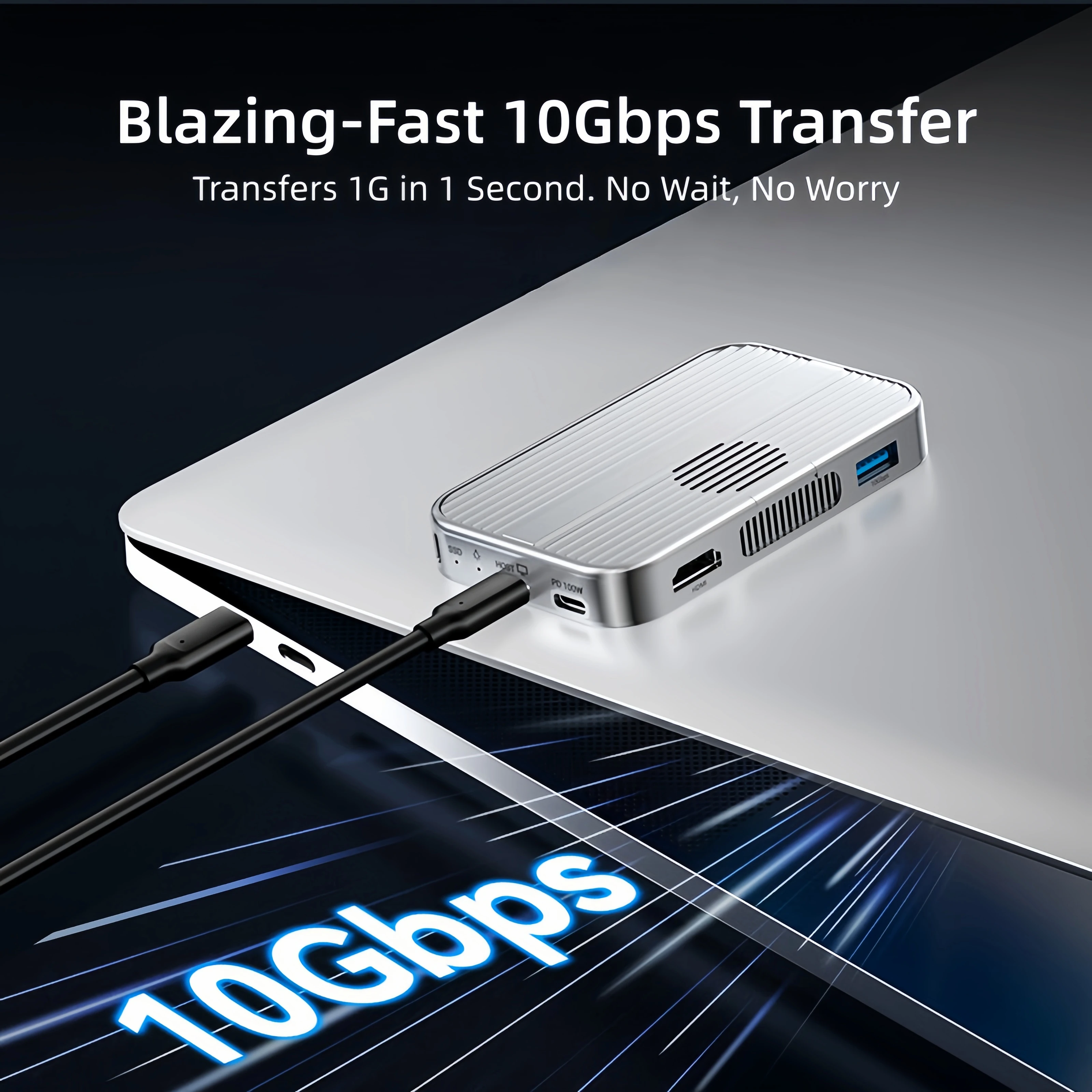 Obudowa M.2 NVMe SSD z wentylatorem chłodzącym, magnetyczna stacja dokująca USB C 10 Gbps, HDMI 4K 60Hz, PD 100W, SD 3.0 dla iPhone 17 16 Pro Max — zdjęcie produktu 2