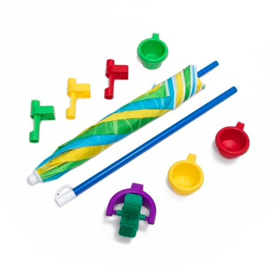 Play and Shade Pool Activity Pool with Umbrella Summer Outdoor Toys 7 Piece Toy Accessories For Toddlers 2+ Years Old