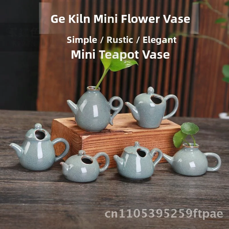 Creative Ceramic Mini Vase Zen Handmade Stoneware Small Flower Ornament for Home Desktop Decor
