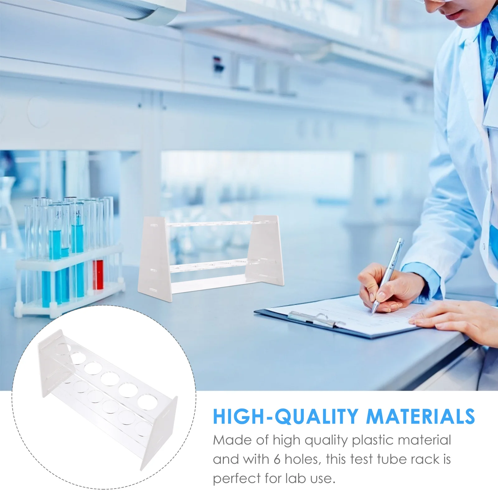 

Laboratory Supplies Test Tube Rack Plastic 6 Holes Durable Test Tube Holder Practical Lightweight Portable Organizer