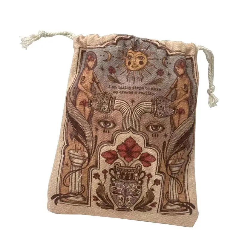 Tarot Card Holder Mystical Drawstring Tarot Bag with Flower Goddess Pattern Portable Jewelry Pouch Bags for Tarot Deck Cards Dic