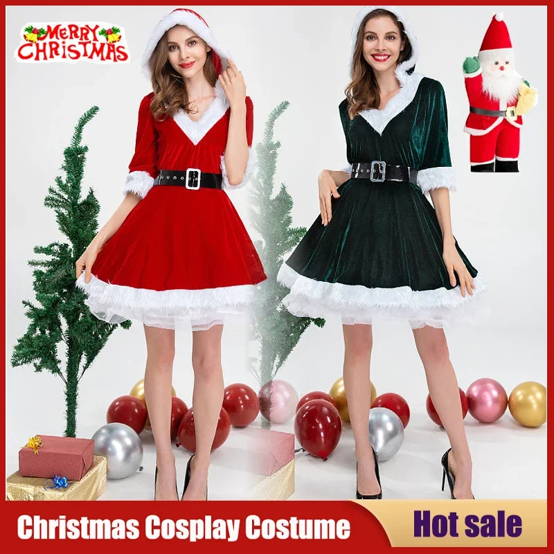 Papai noel cosplay trajes moda miss noel vestido terno feminino roupas de natal carnaval festa de ano novo roupas sexy *.1
