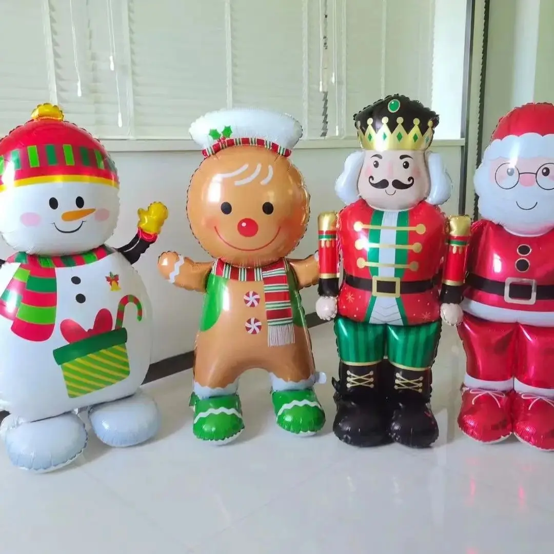 1pc New Extra Large Standing Santa Claus Foil Balloon Christmas Holiday Party Decoration New Year Birthday Supplies Easter Gift