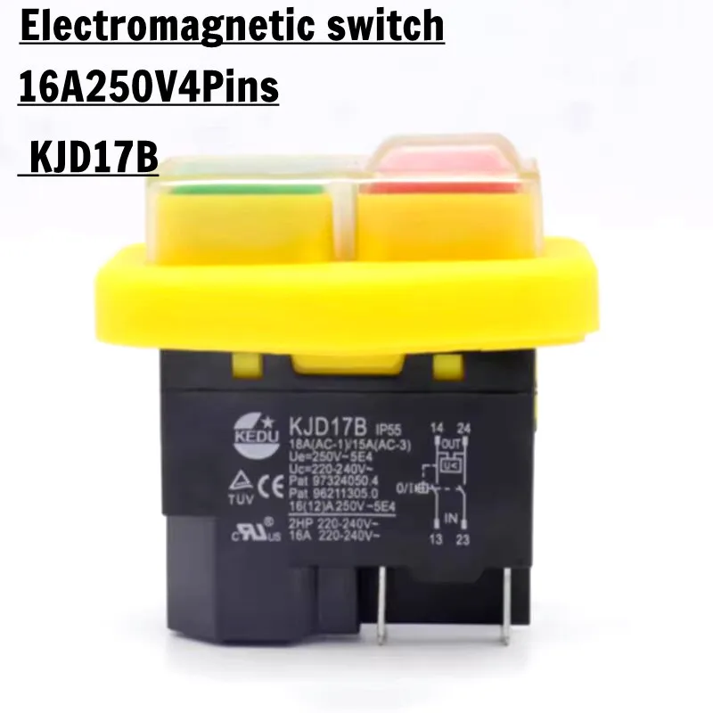 

1PC Electromagnetic switch start switch waterproof power tool switch 16A250V4Pins Can Replace KJD17B