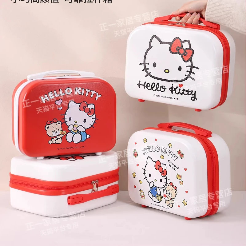 

Сумка для багажа Kawaii Hello Kitty, коробка для хранения косметики, портативная дорожная сумка 14 дюймов для женщин, девочек и детей, Sanrio Mochila Peluches