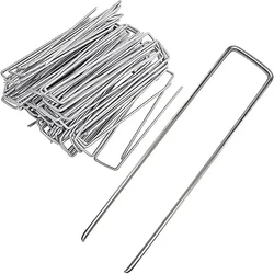 50pcs Landscape Staples, U-Shaped Garden Pins Garden Stakes Staples, Heavy Duty Yard Lawn Tent Stakes Securing Pegs For Weed Ba