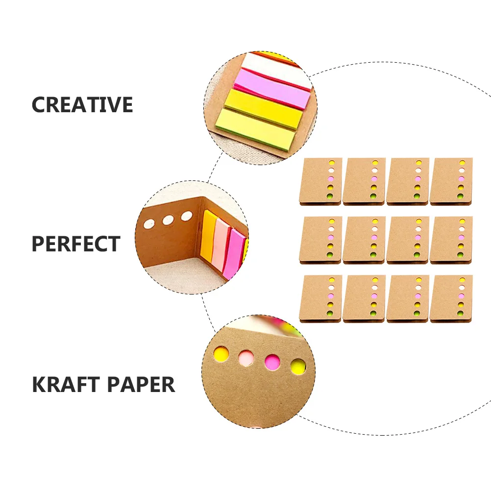 

12 Pcs Index Tabs Self Adhesive Page Tabs Kraft Paper Page Markers Self Adhesive Notebook Writing Accessories