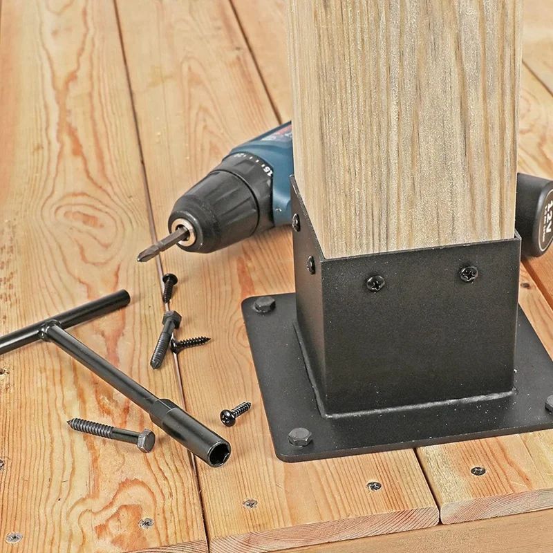 ABZY-4X4 بوصة (الفاعلية: 3.5 × 3.5 بوصة) قاعدة مرساة شفة من الفولاذ المقاوم للصدأ مع براغي لحاجز سطح السفينة (عبوة واحدة)