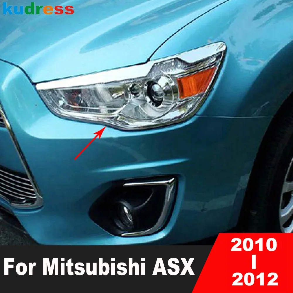 

For Mitsubishi ASX 2010 2011 2012 Hatchback Chrome Car Front Head Light Lamp Cover Trim Headlight Frame Trims Accessories