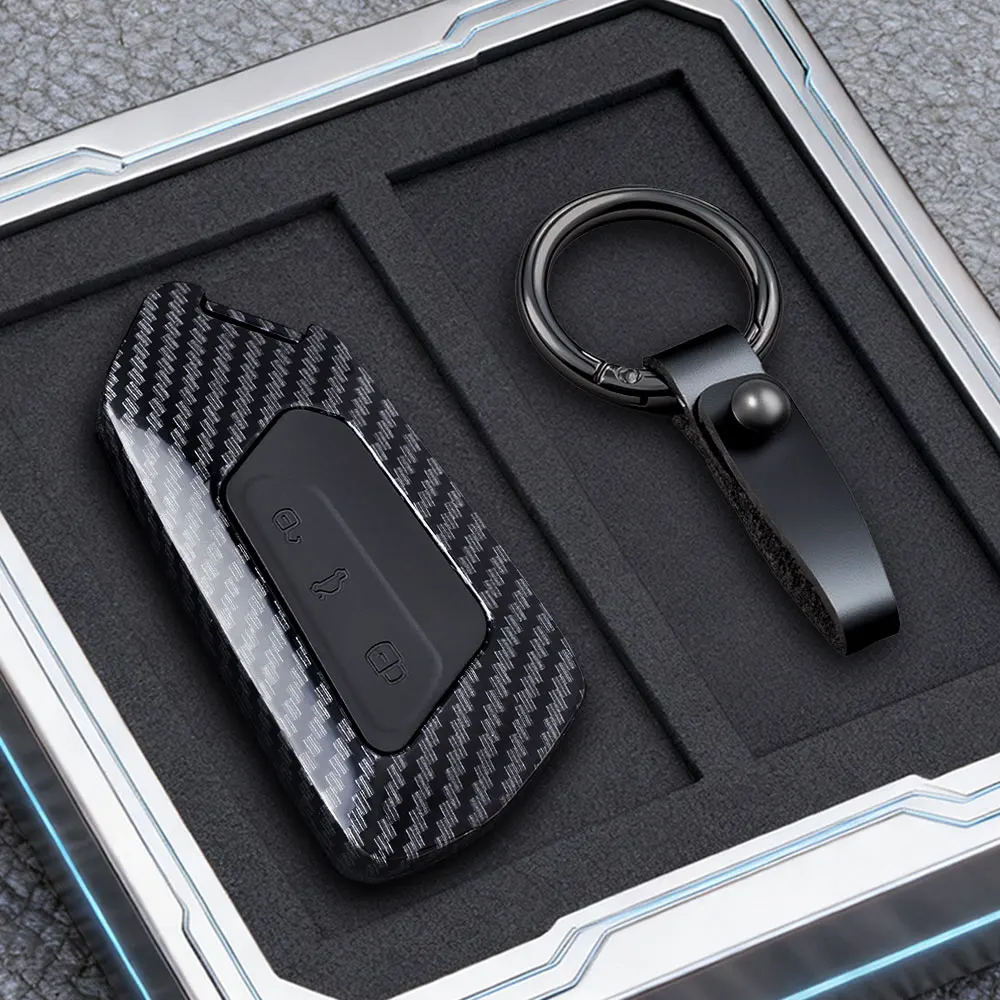 ABS Carbon Fiber Car Key Case Cover For VW Golf 8 Mk8 GTI GTD R ID3 ID4 2020 Protected Fob Accessories - view 3