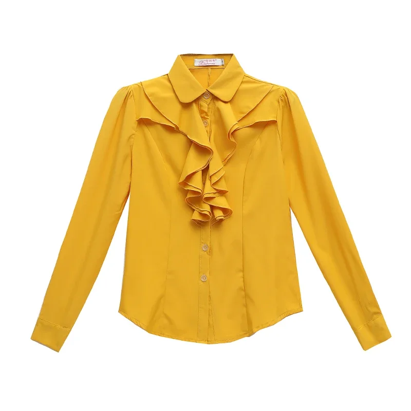 Yellow Shirts for Women, Tops and Blouses, Office Lady, Fall, Spring