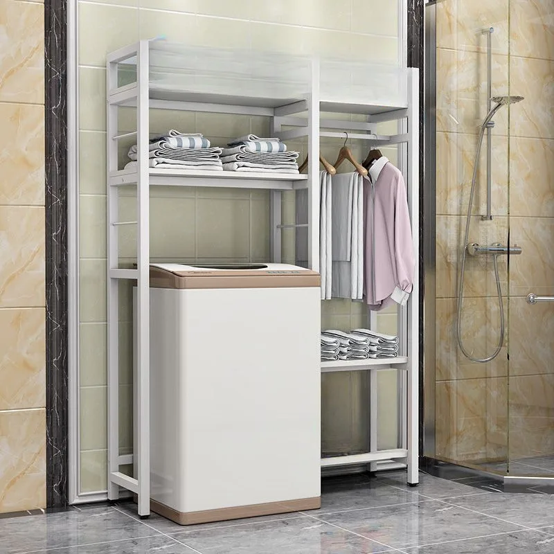 

Washing Machine Balcony Rack Bathroom Storage Shelf Roller Flip Shelf Toilet