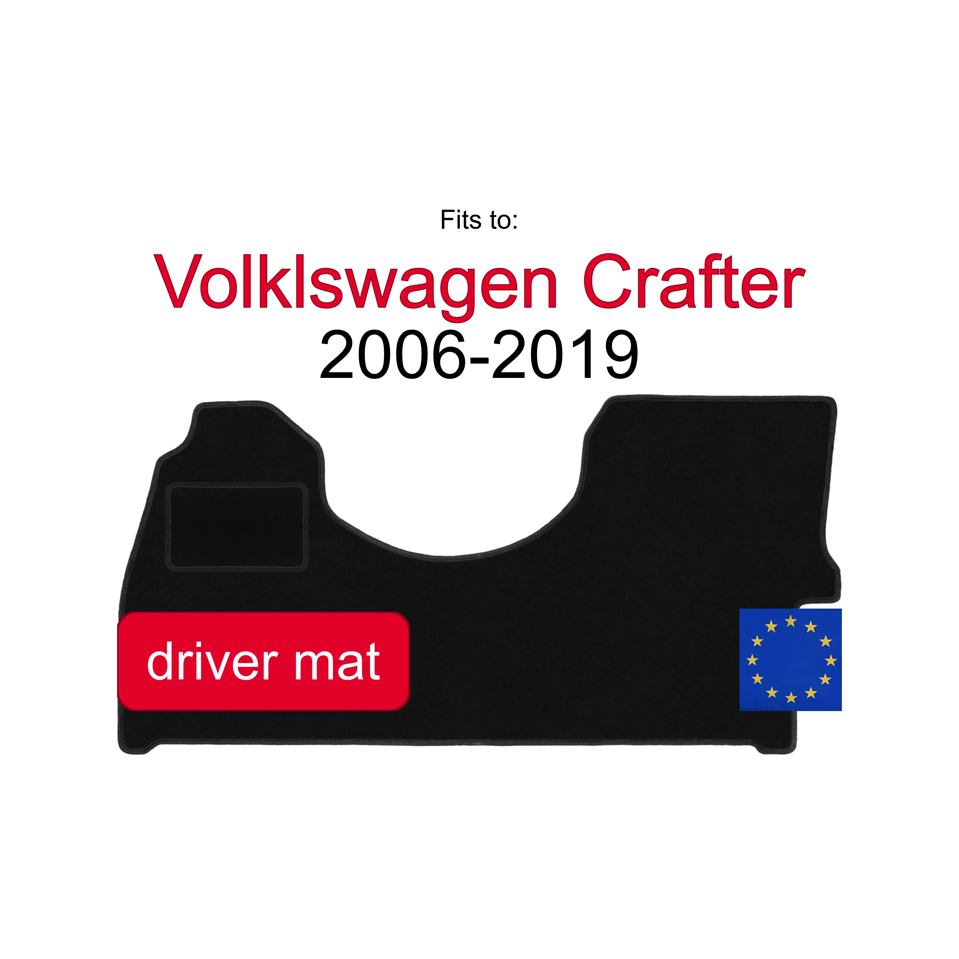 Bestuurdersvelourmat voor Mercedes Sprinter II bestelauto (2006-2019) - Zwarte uitvoering (1 stuk)