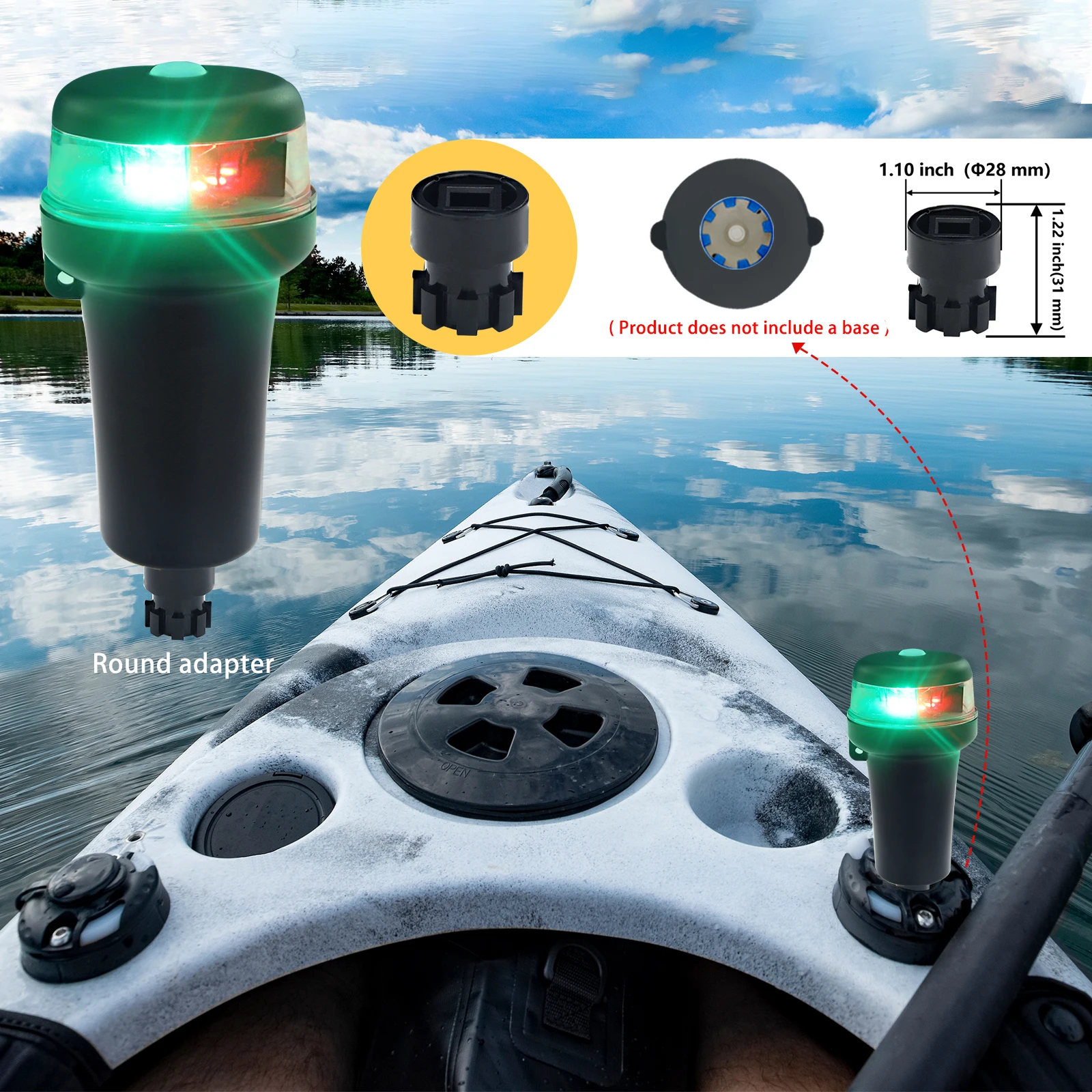 Luces navegación LED portátiles para kayak y barco – Rojo y verde - imagen 3