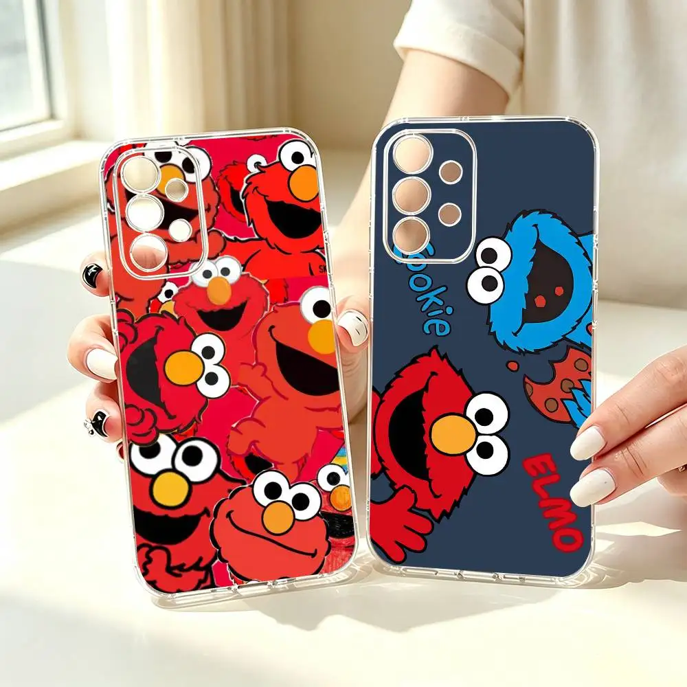 Cut Cartoon E-Elmo  Phone Case For Samsung S25,S24,S21,S22,S23,S30,Ultra,S20,Plus,Fe Transparent Cover