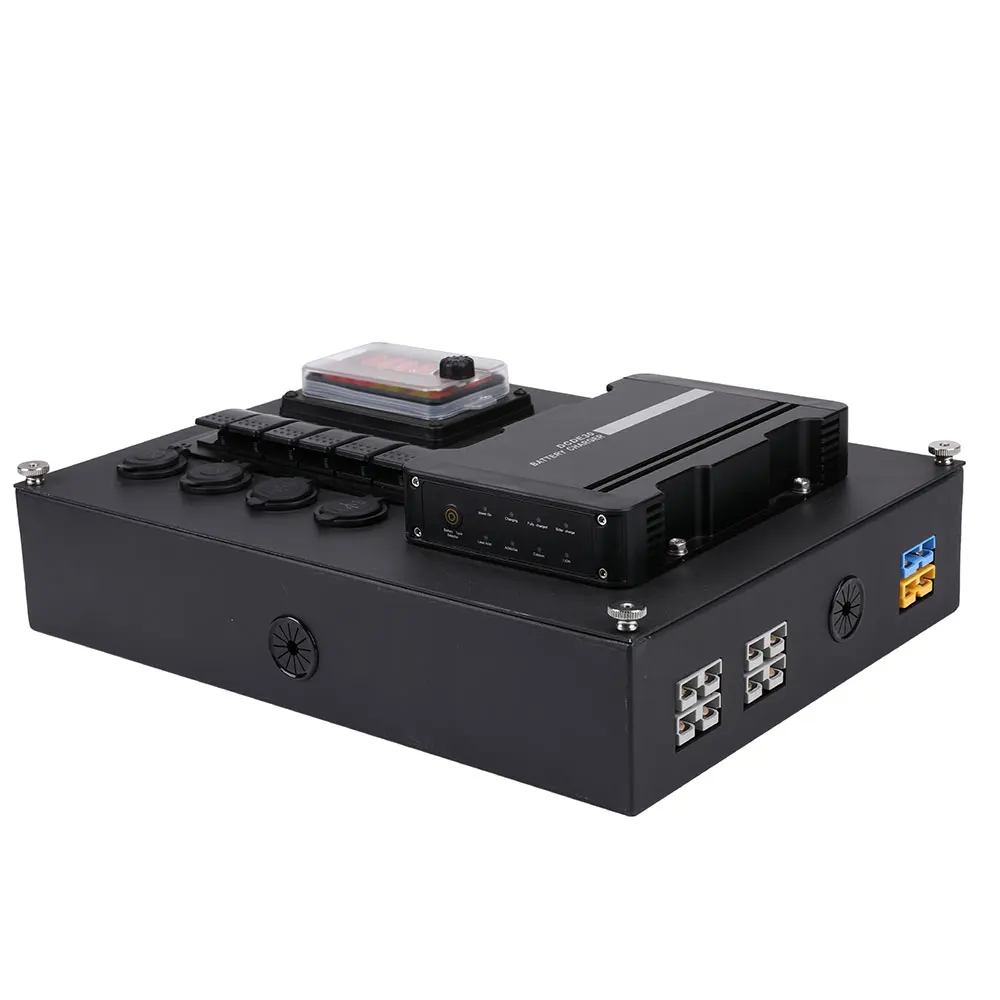 

Lithium Agm Lead Acid Gel Battery Rv External Output 12v Power Electrical Control Panel Box for Camping with 30A DCDC MPPT