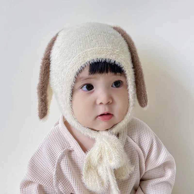 Plush Baby Bunny Hat Cute Baby Knit Hat With Rabbit Ear Toddler Baby Girl Hats Newborn Photography Kids Beanie Hat Bonnet Cap