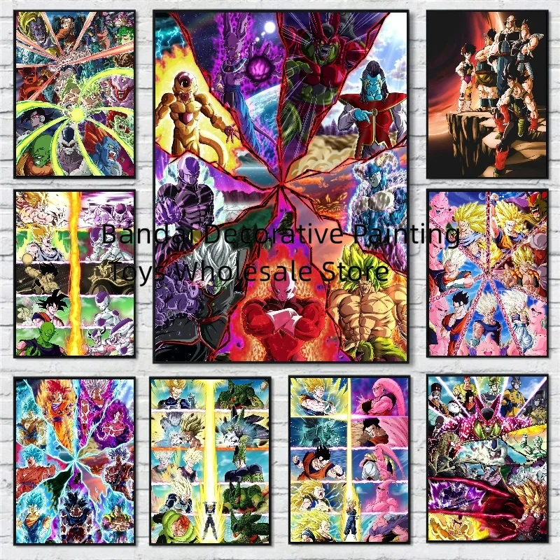 Bandai-Póster de Anime de regalo para niño, cuadro clásico de Dragon Ball, pintura en lienzo sin marco, decoración del hogar para sala de estar, arte