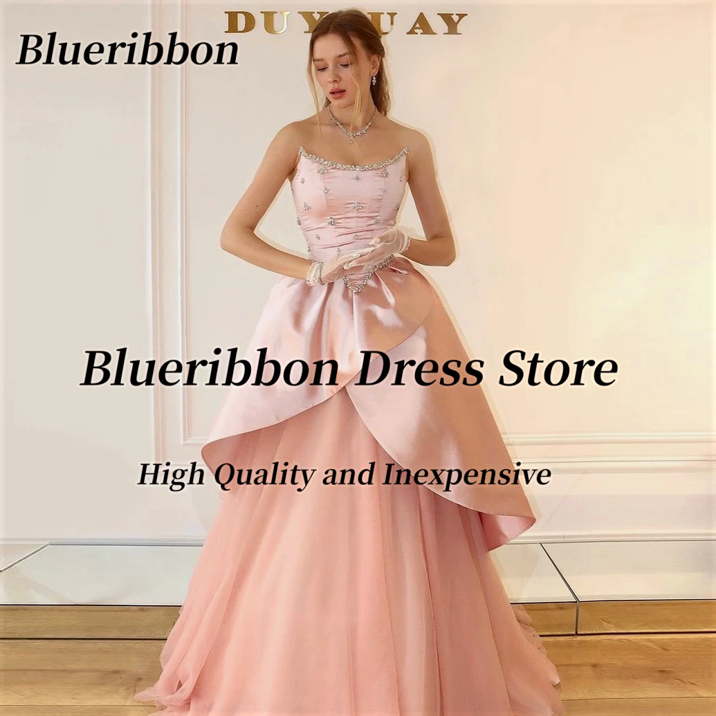 

Blueribbon Prom Dresses 2024 Strapless Beaded Vestidos De Fiesta A Line Lovely Girls Wear Birthday Party Quinceanera Dress