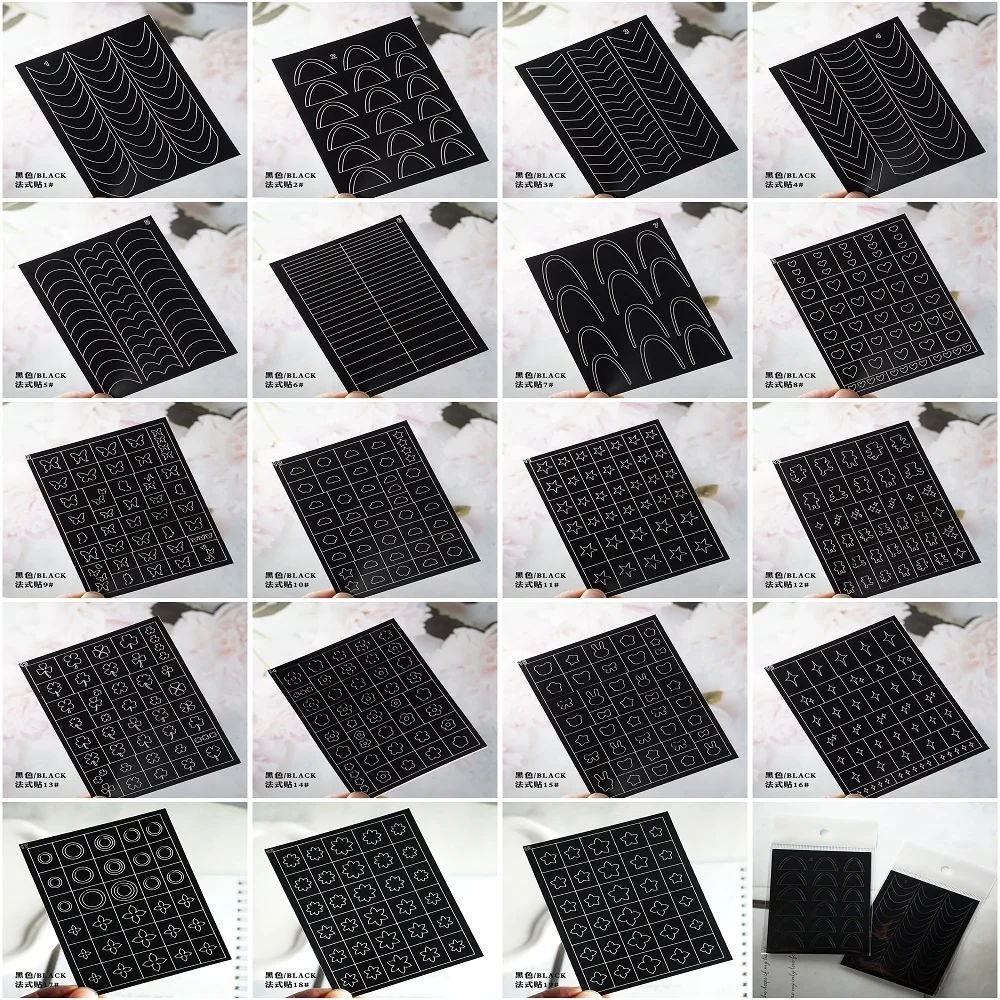 

Heart Star Bowknot Flower Nail Sticker 3D Flat French Nail Art Stickers For DIY Women's Manicure Self-Adhesive Decorative Decals