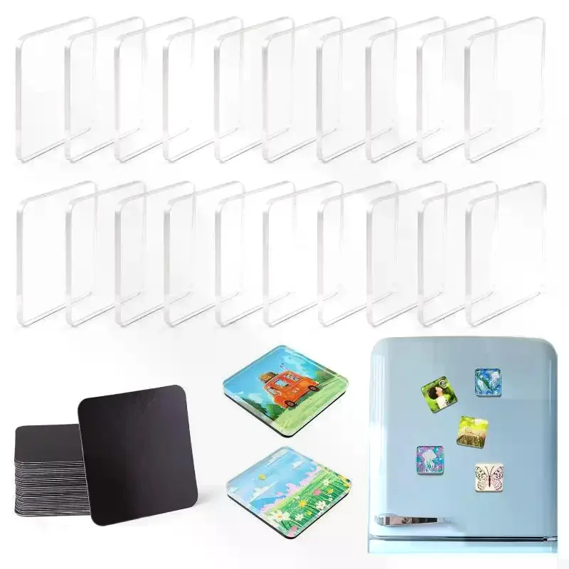Fridge Magnets Material Kit Creative DIY Handmade Acrylic Magnetic Stickers No Photo Included Home Decor Gifts