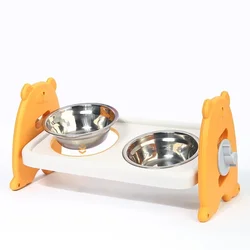 Elevated Pet Bowl for Small Dogs and Cats-Tilted Adjustable Raised Dog Bowls with 3 Stainless Steel Non-Slip Feeder Dog Bowls