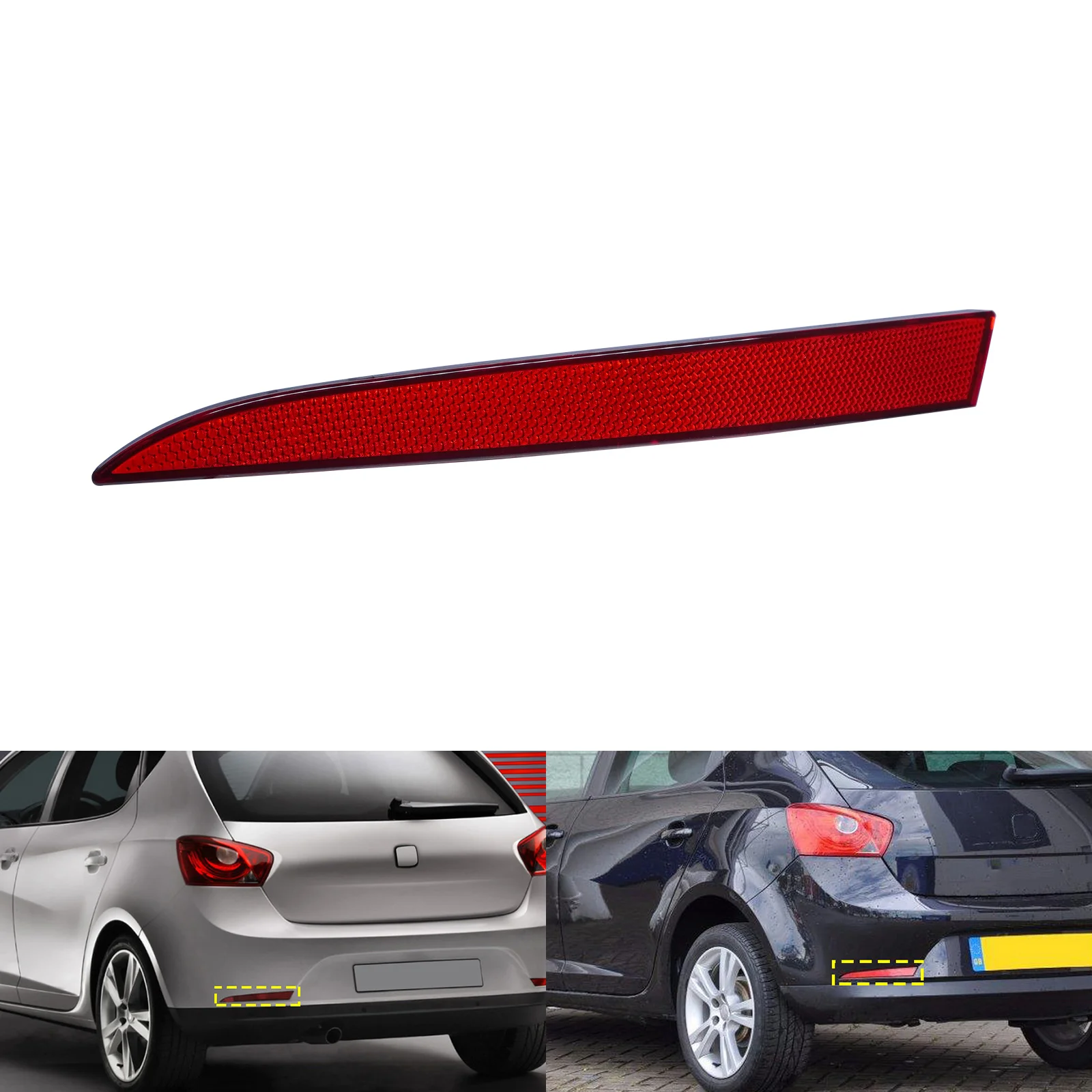 ANGRONG 1X Czerwony reflektor tylnego zderzaka lewy N/S do 2008-12 SEAT IBIZA 6J 5D Hatchback