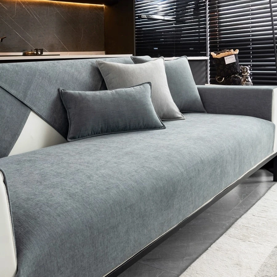 1pc Minimalist Solid Chenille Sofa Cover for Living Room Non-Slip Sofa Cushion Cover Four Seasons Universal Couch Protector