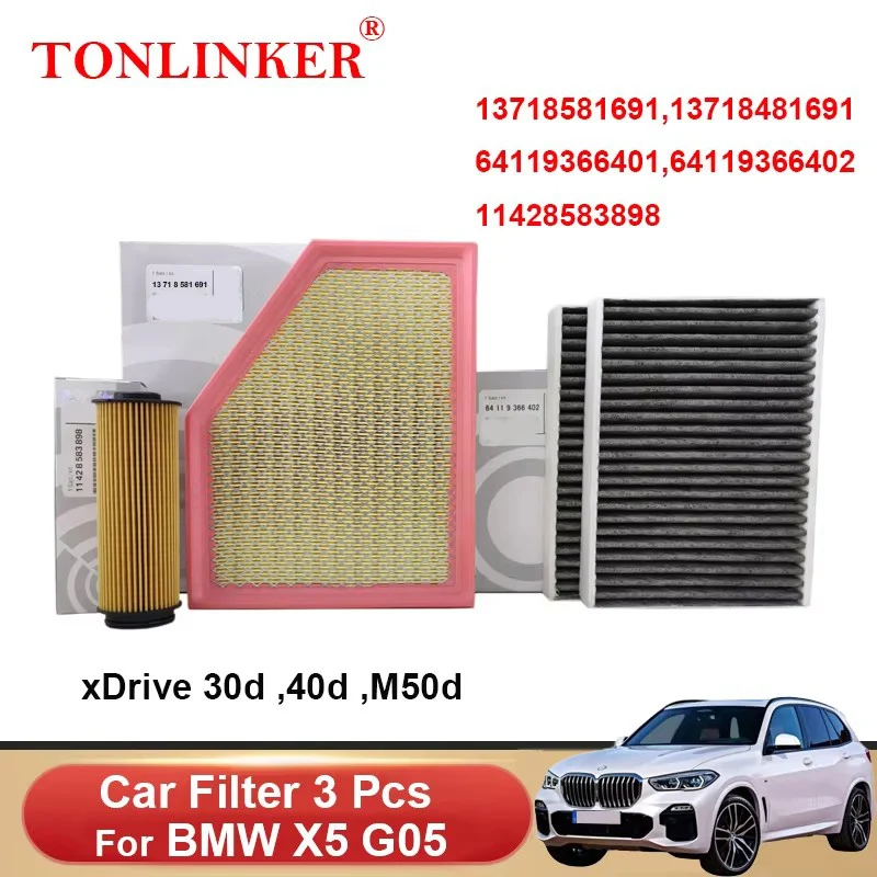 

TONLINKER Air Filter Cabin Filter Oil Filter For Bmw X5 G05 xDrive 25d 30d 40d M50d 40i 2018 2019 2020 2021 2022 Car Accessories