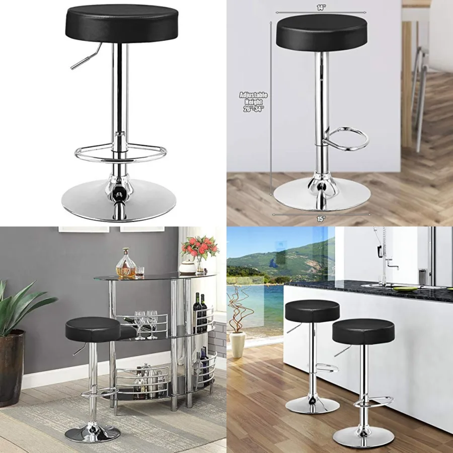 

Bar Stool, Modern Swivel Backless Round Barstool, PU Leather Armless bar Chair with Height Adjustable, Chrome Footrest, Sturdy